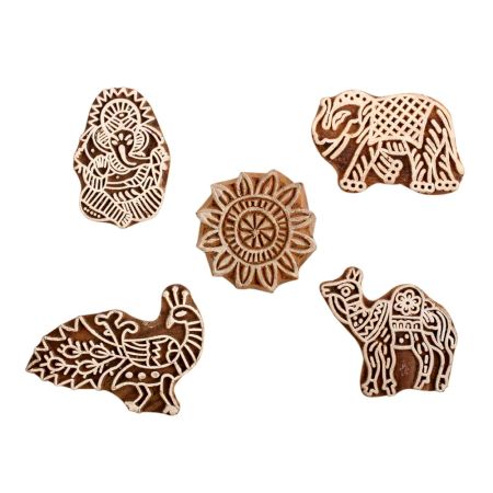 Set of 5 Piece New Mix Wooden Printing Block